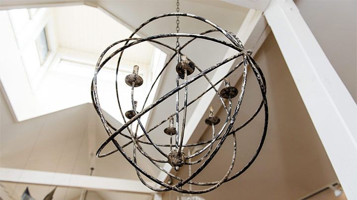 a metal chandelier