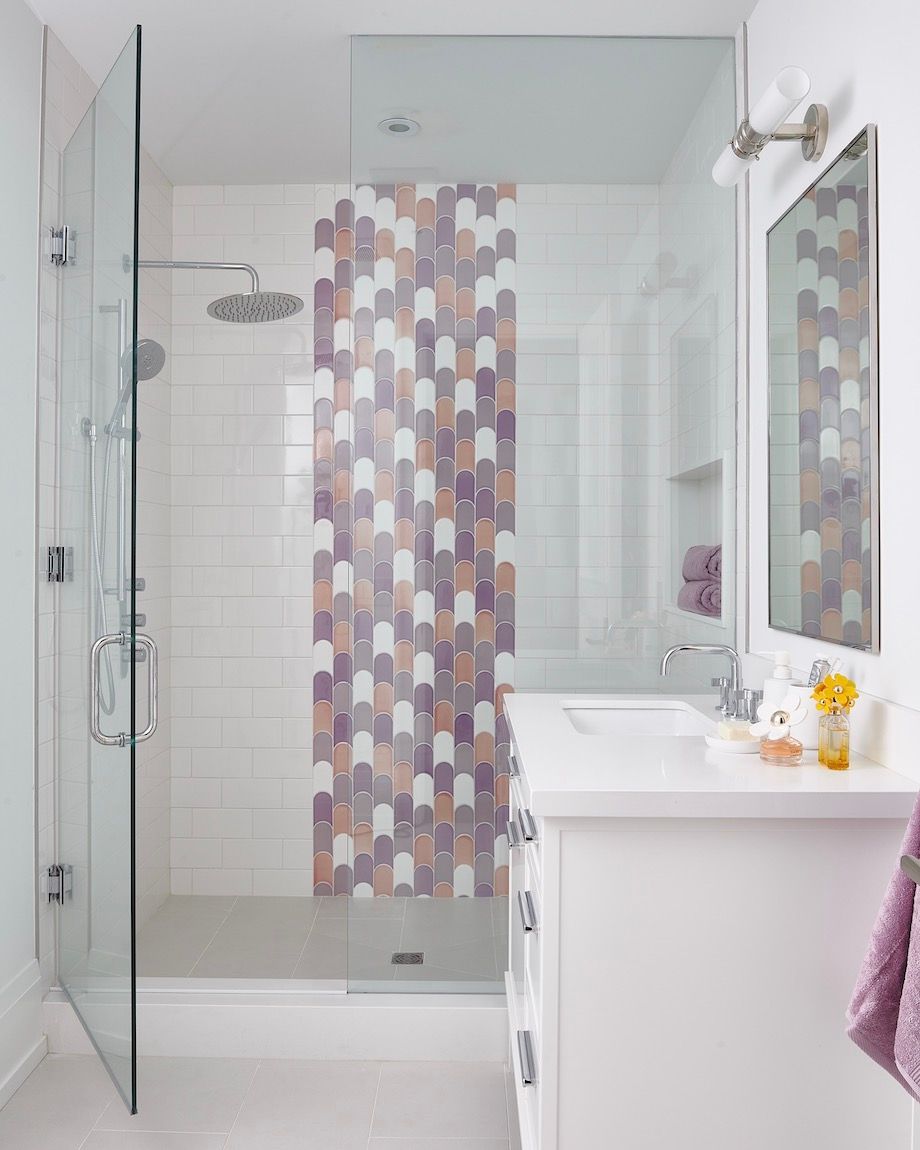 bathroom with purple accents 