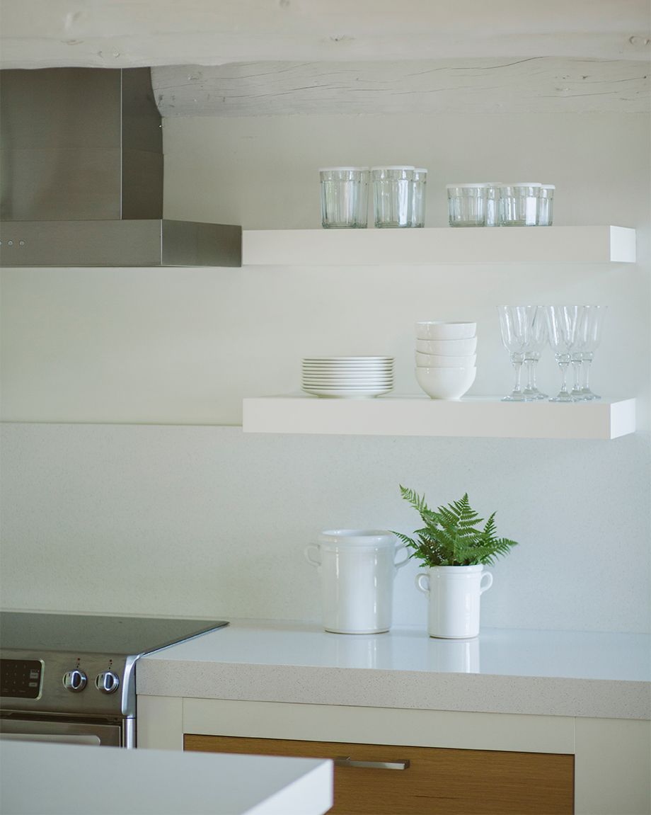 breezeway - kitchen with floating shelves